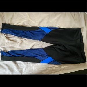 Fabletics Blue and Black Mesh Legging. Size L.
